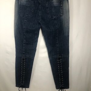 Womens Unique Jeans with Black Lace up Calves. Size 10.